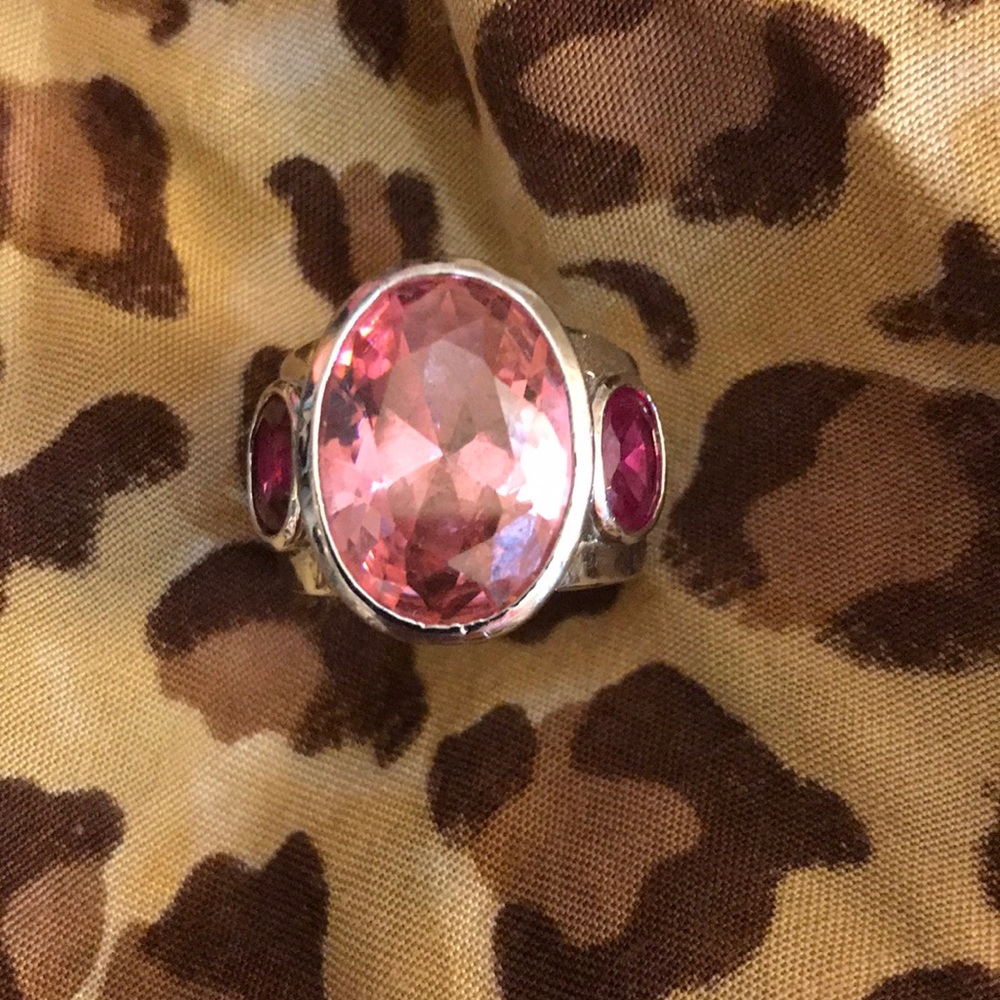 Silver and Two Toned Pink Cocktail Ring